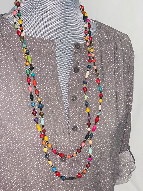 double layer long beaded necklaces
