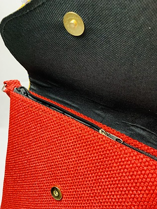 inside handmade red, medium cross body bag
